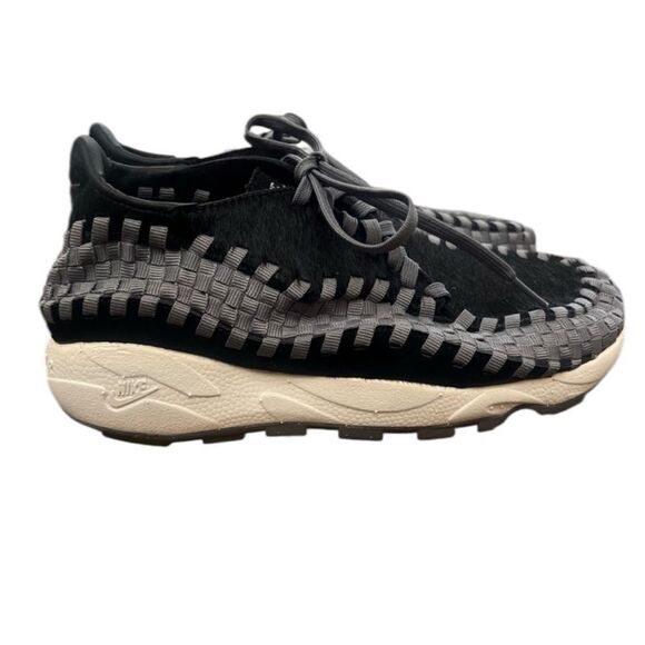 Nike Air Footscape Woven Grey Grosgrain Trimmed and Black Calf Hair Sneakers New - Picture 2 of 12